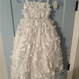 Elegant White Floral Kids Dress